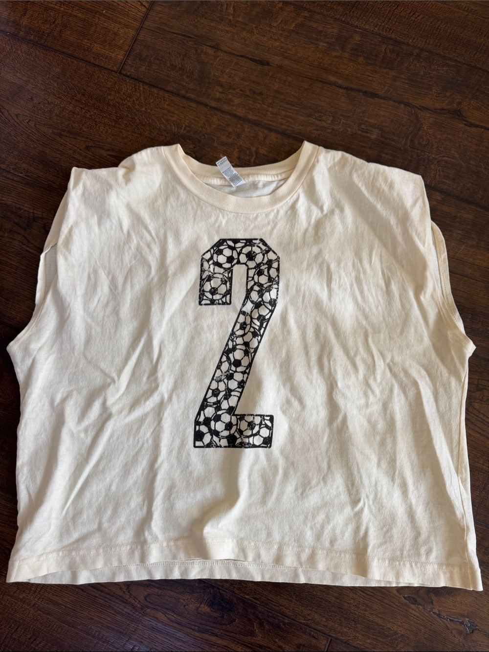 American Apparel Cream Tank Top with Black Number 2 Soccer Graphic